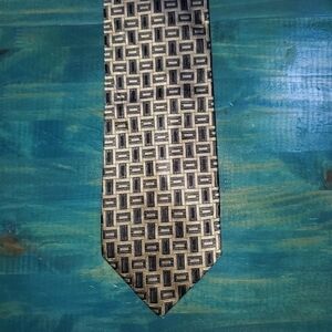 Geometric Print Gold & Black Tie
